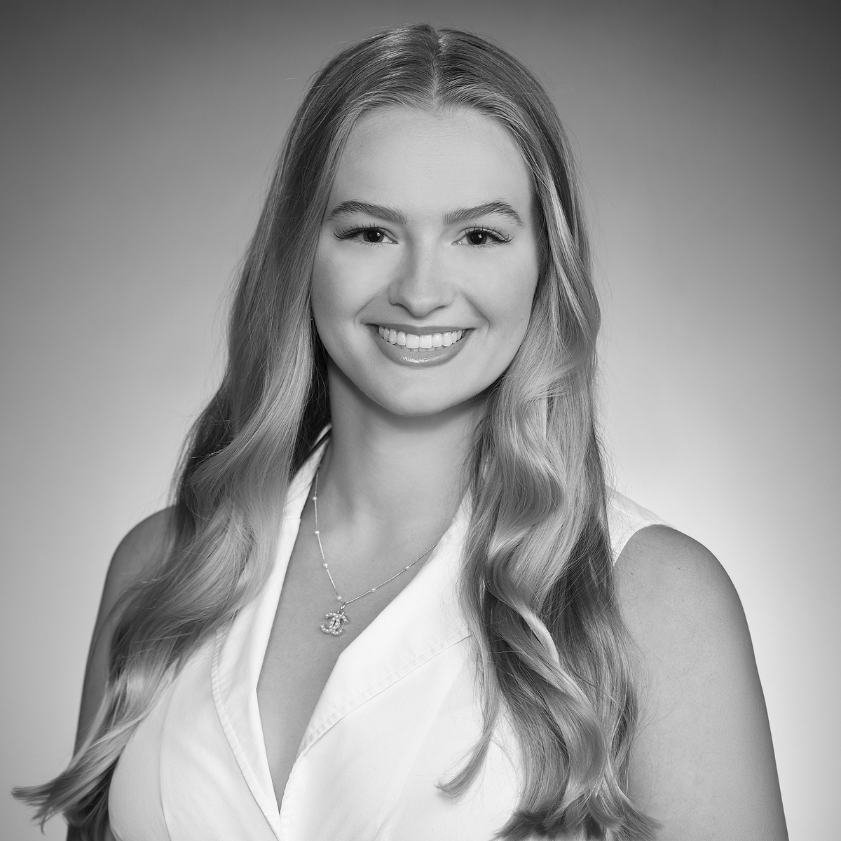 Kara of CLAIR, black-and-white portrait
