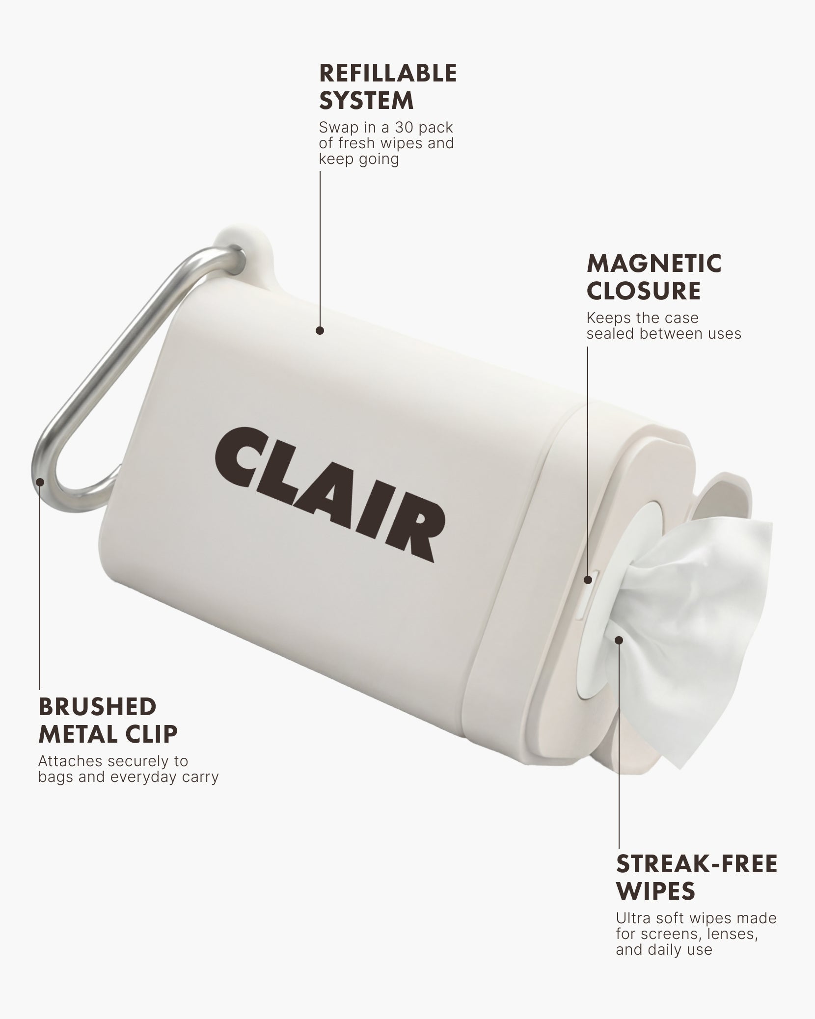 CLAIR -The Refillable Screen and Lens Wipe System